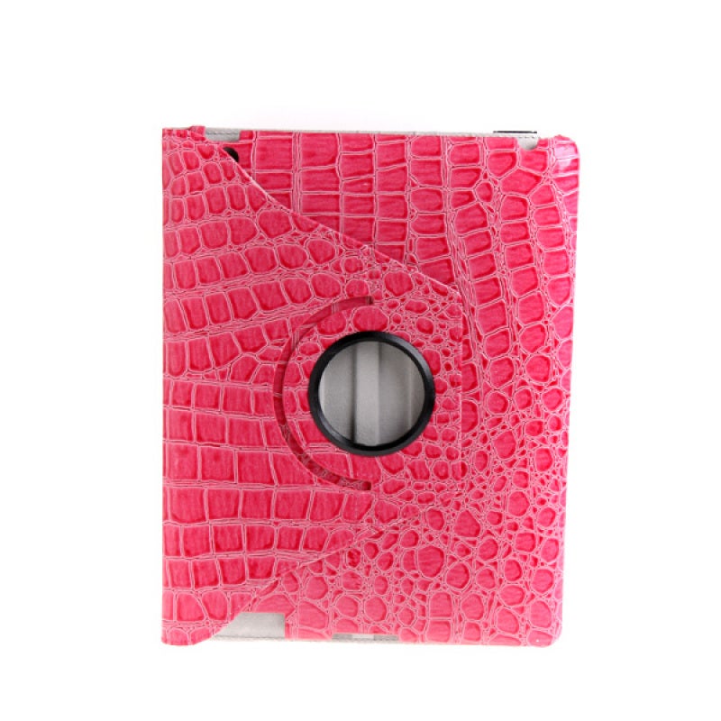 Rotating Magnetic Case: Red 360-Degree Rotary Swivel Stand For iPad 2 3 - High Quality PU Crocodile Embossed Leather Protective Tablet Cover With Soft Interior Lining For Home Office - Image 1