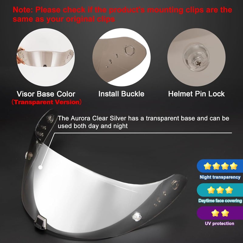 PSLER Helmet Visor for EXO 520 1400 R1 Coloured Visor for Scorpion EXO 391 520 1400 R1, UV Protection Motorcycle Accessories Replacement for Protective Visor Flexible anti-break - Image 4