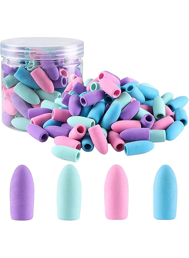 erorex Color Pencil Eraser Pencil Tip Eraser Eraser Cap Kids Pencil Eraser Pencil Tip Eraser Bulk 100Pcs Color Mix - Image 1