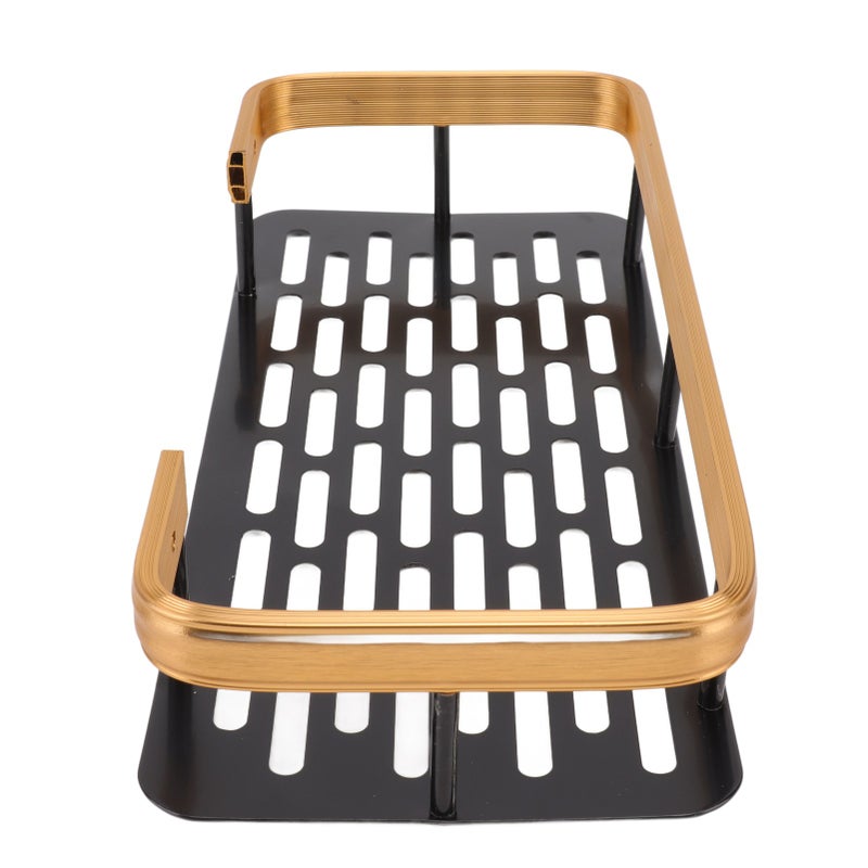 Shower Caddy Single Tier Durable Aluminium Rustproof Sticker Installation Shower Shelf for Bathroom Bedroom Kitchen Black Gold - Image 5