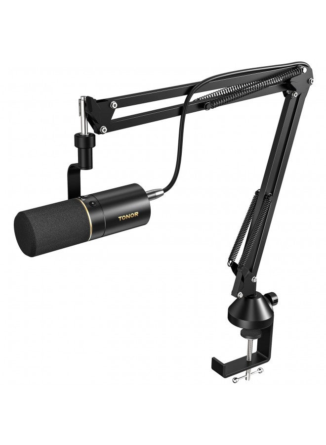 TONOR TONOR Dynamic Microphone, USB/XLR PC Microfono with Boom Arm Stand for Podcast, Recording, Live Streaming & Gaming, XLR Cardioid Studio Mic for Music & Voice-Over with 3.5mm Headphones Jack, TD510+  - Image 1