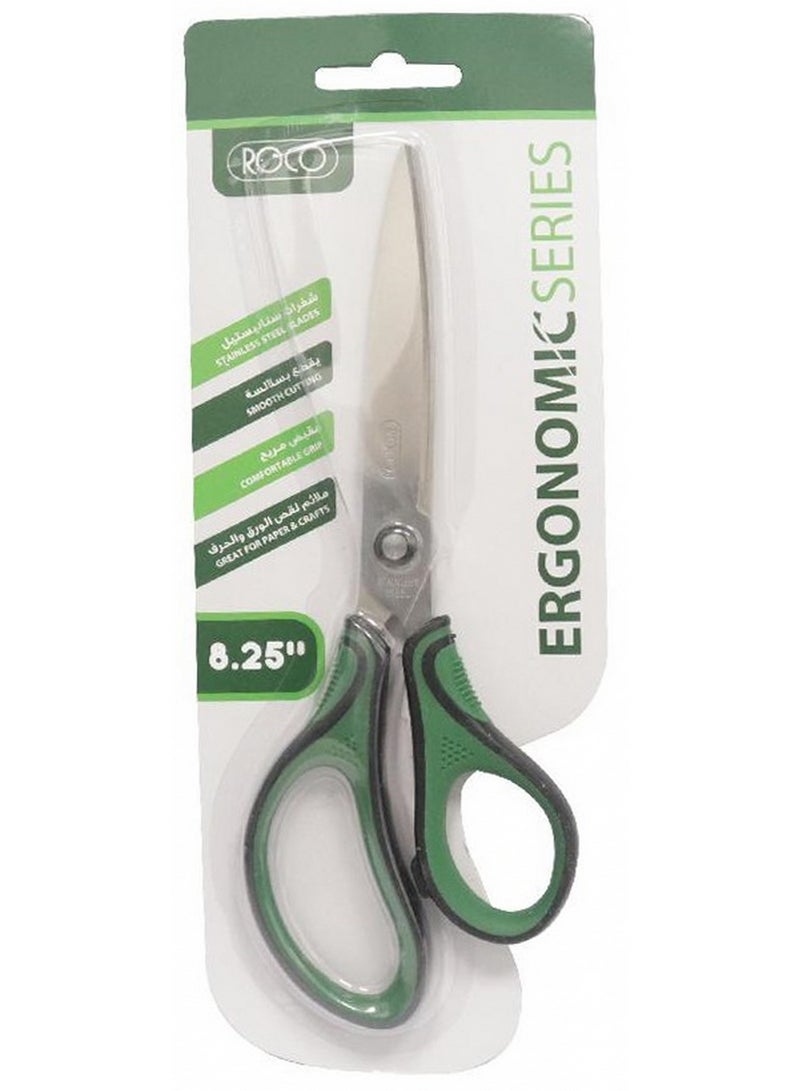 ROCO Ergonomic Series Standard Scissor For Either Hand Green 8.25 Inch - Image 1