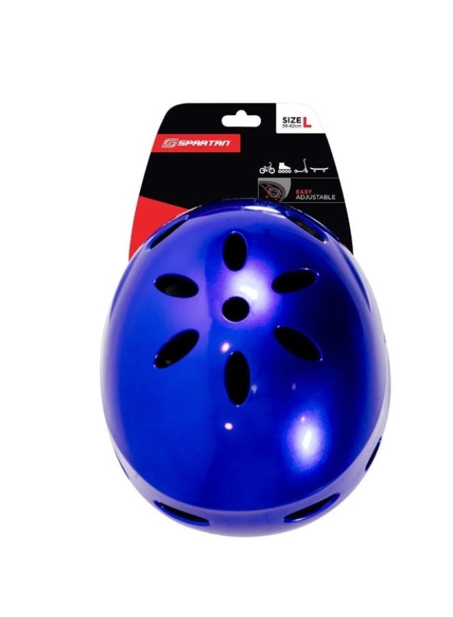 Spartan Adult Helmet Lightweight Construction with Ventilation, Adjustable Strap Fit System, Impact-Resistant ABS Outer Shell with EPS Foam Core, Protective Cycling Helmet, Blue, Size Medium 53-57cm | SP-9014 - Image 3