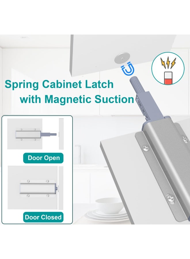 3 Pack Of Magnetic Push Locks Suitable For Cabinet Doors, Push Open Door Latches, Heavy-Duty Cabinet Magnets Suitable For Cabinet Drawer Doors, Press Type Cabinet Hardware, Silver - Image 5