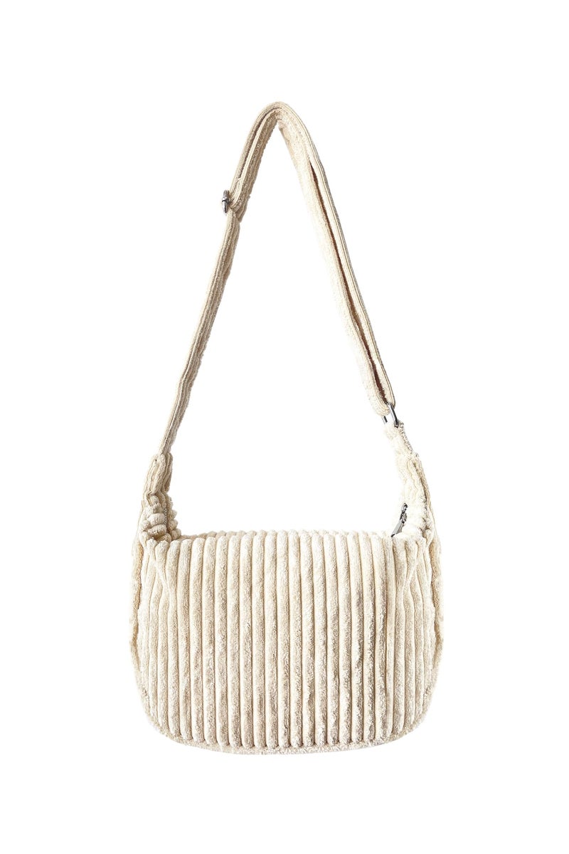 Ulisty Women Small Corduroy Hobo Bag Wide Strap Crossbody Bag Shoulder Bag Casual Handbag Daily Bag beige - Image 1
