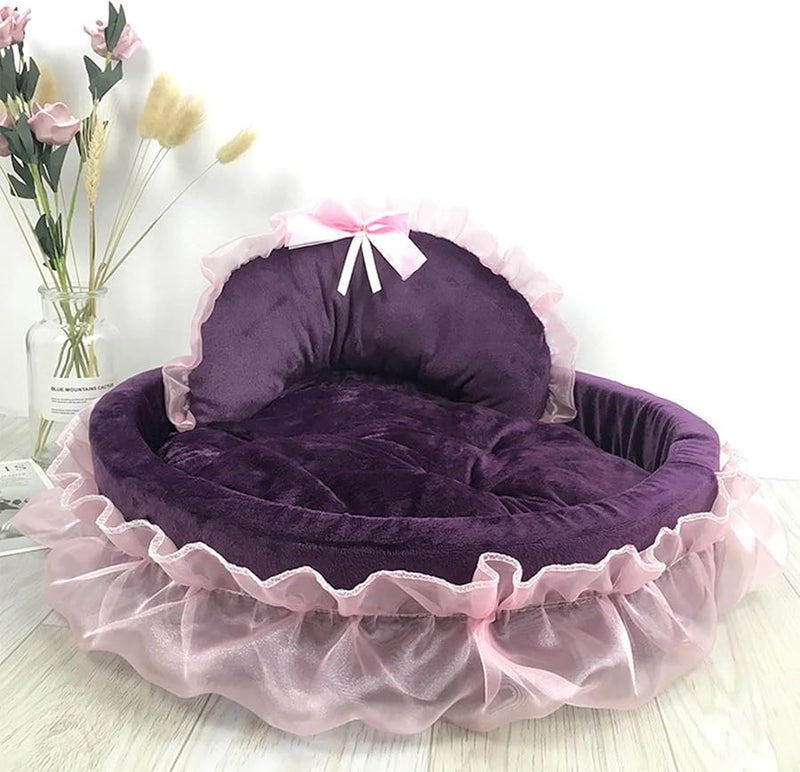 Gray Small Dog Bed Princess Nest with Detachable Cushion for Puppy Kitten - Image 4