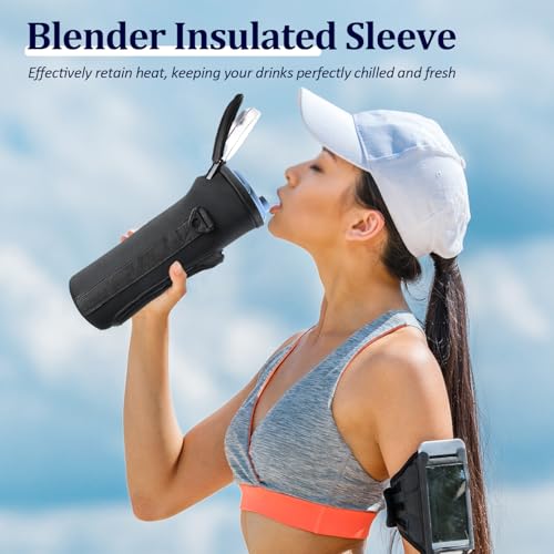 NUENSS-ROR Carrying Sleeve for Ninja BC151 Blast Portable Blender with Lid, Flip Portable Blender Travel Insulated Sleeve with Adjustable Crossbody Strap and Pocket (Black) - Image 3