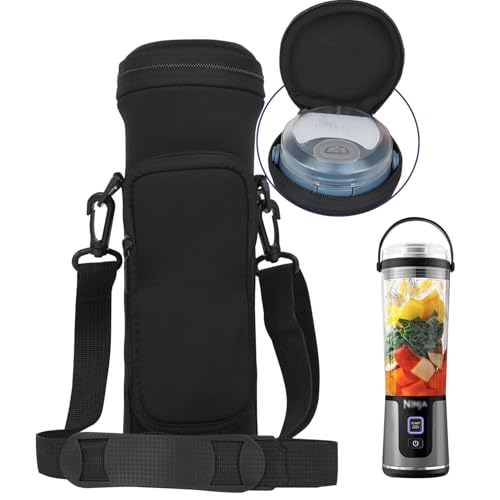 NUENSS-ROR Carrying Sleeve for Ninja BC151 Blast Portable Blender with Lid, Flip Portable Blender Travel Insulated Sleeve with Adjustable Crossbody Strap and Pocket (Black) - Image 1