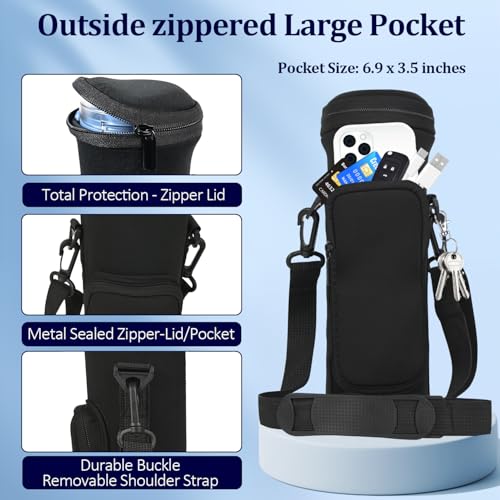 NUENSS-ROR Carrying Sleeve for Ninja BC151 Blast Portable Blender with Lid, Flip Portable Blender Travel Insulated Sleeve with Adjustable Crossbody Strap and Pocket (Black) - Image 5