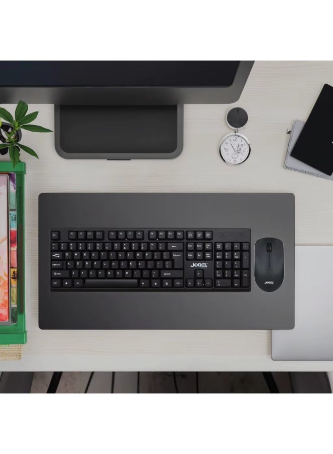 JeDel WS732 wireless keyboard and mouse set with sleek design – fast response – 10-meter range – black color - Image 4