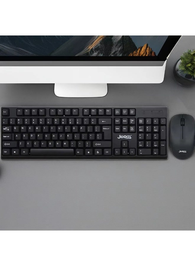 JeDel WS732 wireless keyboard and mouse set with sleek design – fast response – 10-meter range – black color - Image 2