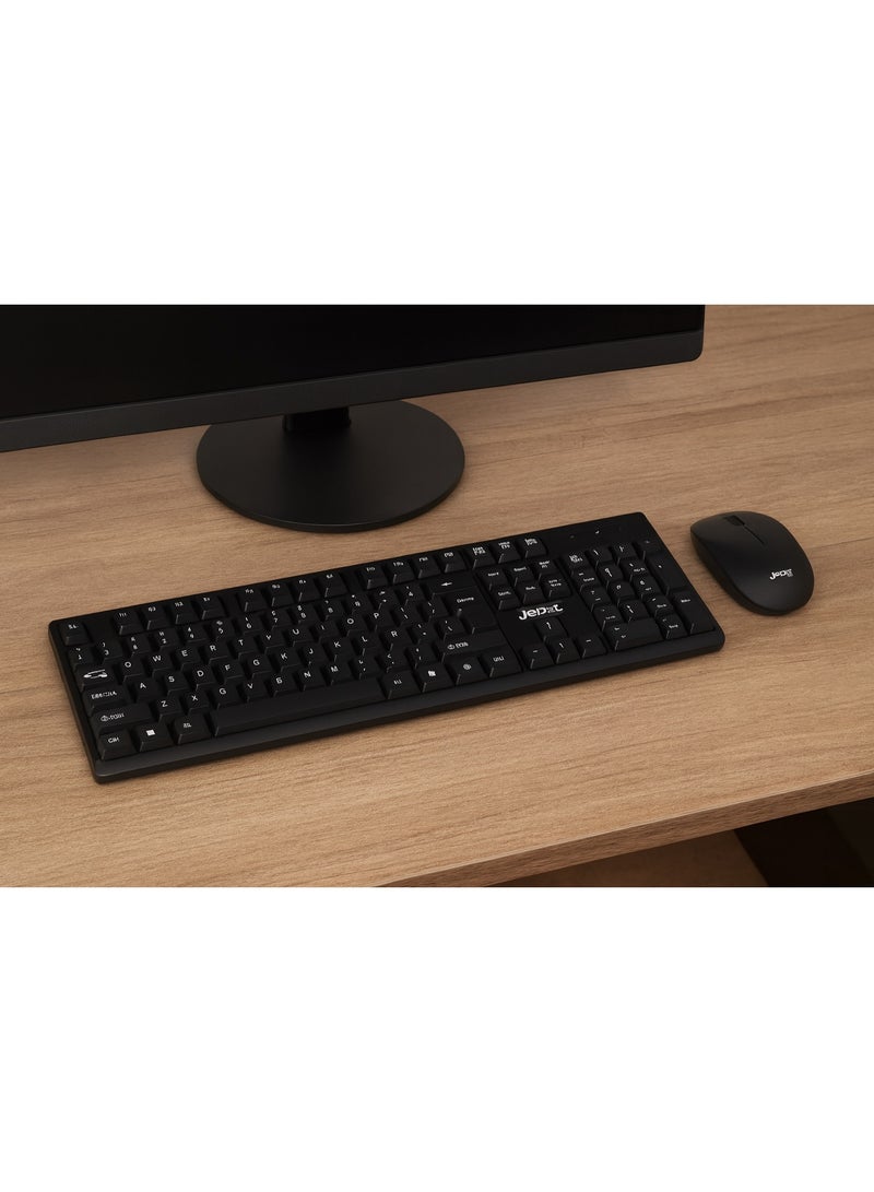 JeDel WS732 wireless keyboard and mouse set with sleek design – fast response – 10-meter range – black color - Image 5