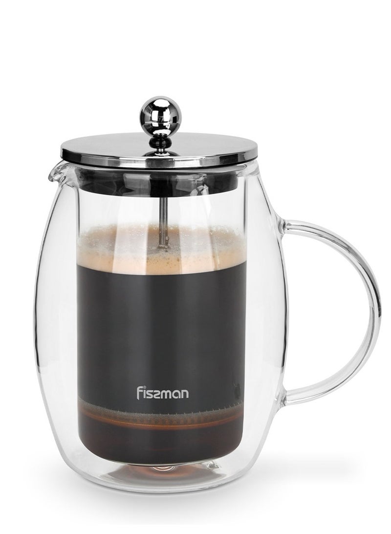 Fissman French Press Coffee Maker 1000ml Borosilicate Glass For Tea Lover Stainless Steel Filter, Durable & Heat Resistant, Release Perfect Aroma To Enjoy The Day - Image 1