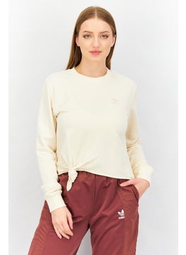 adidas Originals Women Sportswear Fit Brand Logo Sweatshirts, Beige  - Image 1