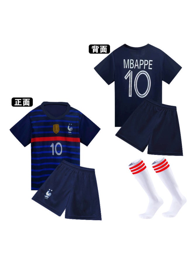 A2 France No.10 3-pole Blue Strip Socks Football Jersey - Image 1