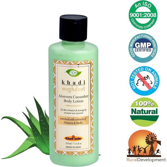 Meghdoot Khadi Meghdoot Aloevera Cucumber Body Lotion 210ml (Pack of 1) - Image 3
