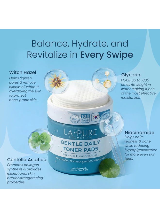 La Pure Korean Toner Pads, Large, 100 Ct, with Witch Hazel, Centella Asiatica & Niacinamide, Alcohol-Free, Gentle Exfoliating Pore & Dark Spot Care - Image 3