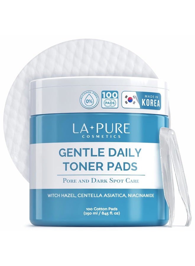 La Pure Korean Toner Pads, Large, 100 Ct, with Witch Hazel, Centella Asiatica & Niacinamide, Alcohol-Free, Gentle Exfoliating Pore & Dark Spot Care - Image 1