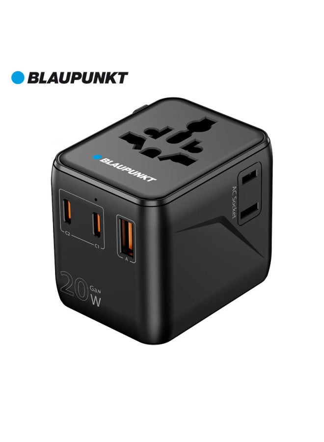 Blaupunkt International Travel Adapter, Global Universal Plug Converter For Uk, Us, Australia, Germany, Japan, South Korea, Singapore, Hong Kong Compatible, Pd20w Fast Charging