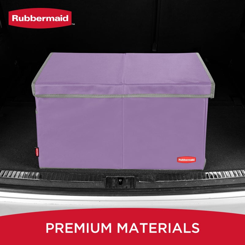 Rubbermaid Car Organizer, Collapsible Trunk Organizer, Multi-Compartment Car Storage Organization for Car Accessories, 2 Compartments With Cover, 21.65"*14.17"*12.2" - Purple - Image 2