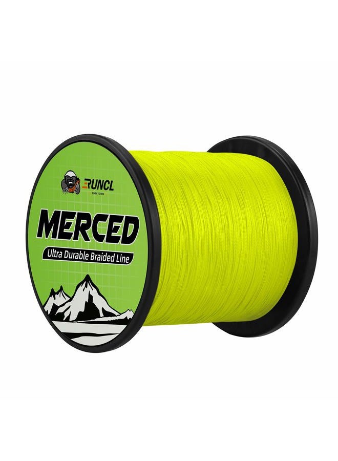 RUNCL Braided Fishing Line Merced, Braided Line X4 - Proprietary Weaving Tech, Thin-Coating Tech, Enhanced Smoothness - Fishing Line for Freshwater/Saler (Hi-Vis Yellow, 40LB(18.1kgs), 300yds) - Image 1