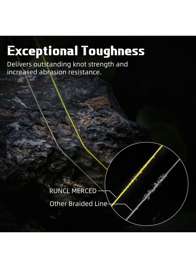 RUNCL Braided Fishing Line Merced, Braided Line X4 - Proprietary Weaving Tech, Thin-Coating Tech, Enhanced Smoothness - Fishing Line for Freshwater/Saler (Hi-Vis Yellow, 40LB(18.1kgs), 300yds) - Image 4
