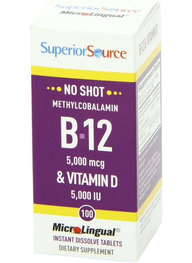 Superior Source Superior Source NO Shot Methylcobalamin B-12 5,000 mcg with D3 5,000 IU - Energy & Heart Health Supplement - Multivitamin with Vitamin D3 for Bone Support - 100 Instant Dissolve Tablets  - Image 5