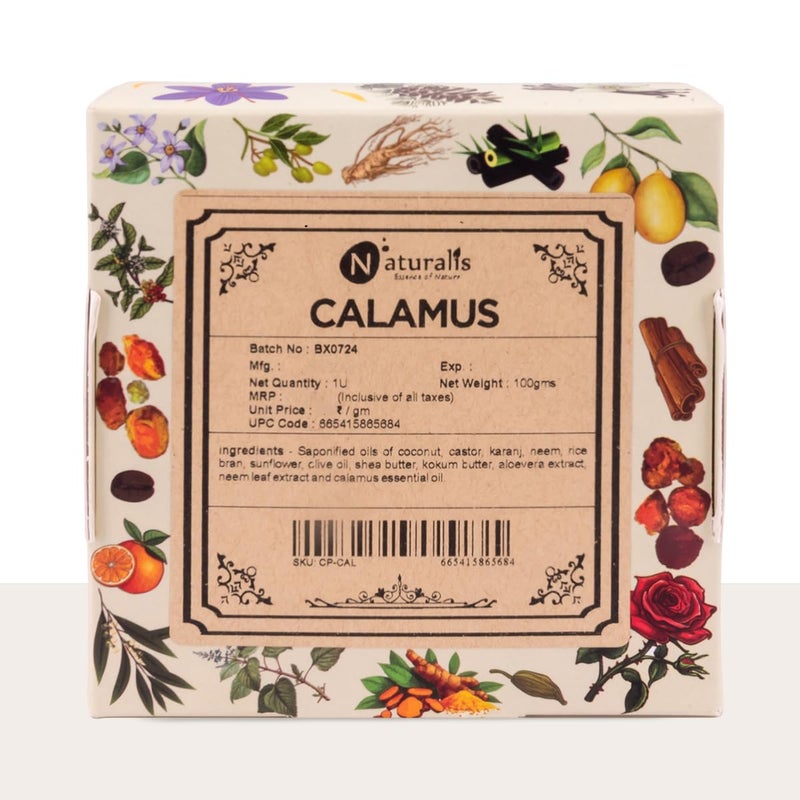 Naturalis Calamus Essential Oil Soap Bar  Handmade Cold Pressed Soap with Organic Calamus Oil  Natural Luxury Soap for Deep Moisturizing and Skin Refreshment 100g - Image 1