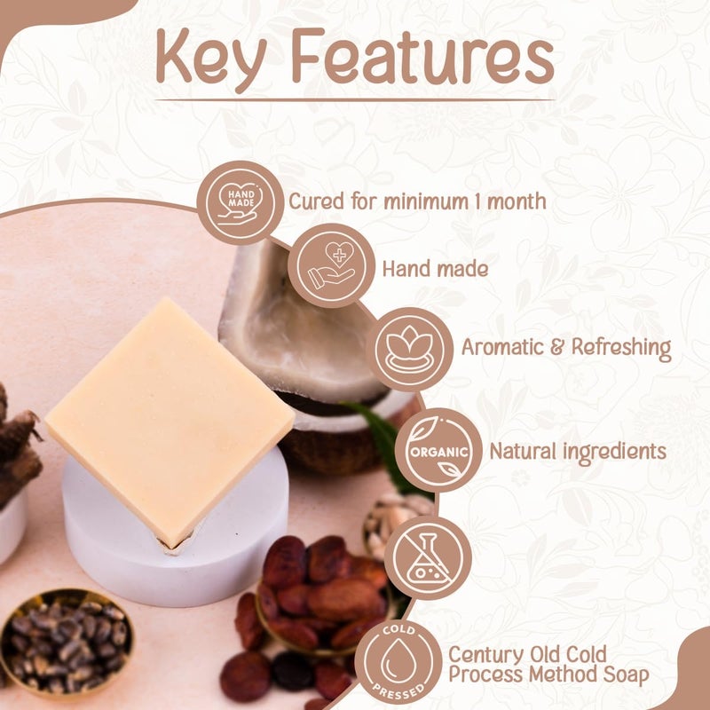 Naturalis Calamus Essential Oil Soap Bar  Handmade Cold Pressed Soap with Organic Calamus Oil  Natural Luxury Soap for Deep Moisturizing and Skin Refreshment 100g - Image 2