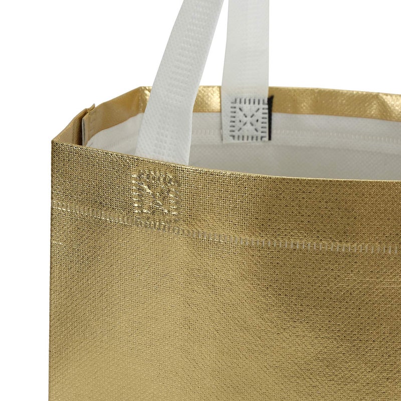 Tosnail 40 Pack 10 x 8 Inch Glossy Gold Reusable Grocery Bags Shopping Tote Bag with Handle Present Bag Gift Bag for Weddings  Birthdays  Party  Event - Gold - Image 3