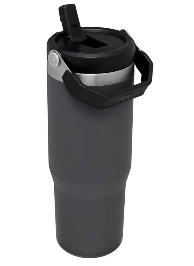 Stanley - IceFlow Flip Straw Water Bottle, 0.88L – Vacuum Insulated, Leakproof & BPA-Free – Keeps Water Cold for 12 Hours – Easy-Carry, Dishwasher Safe Stainless Steel Travel Mug (Charcoal) - Image 1