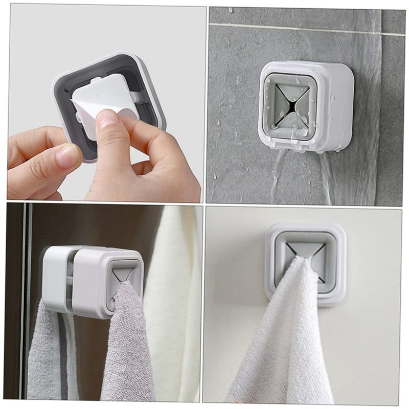 3Pcs Gray Self Adhesive Towel Rack Holder For Bathroom Kitchen No Damage Wall Hanging Space Saving - Image 3