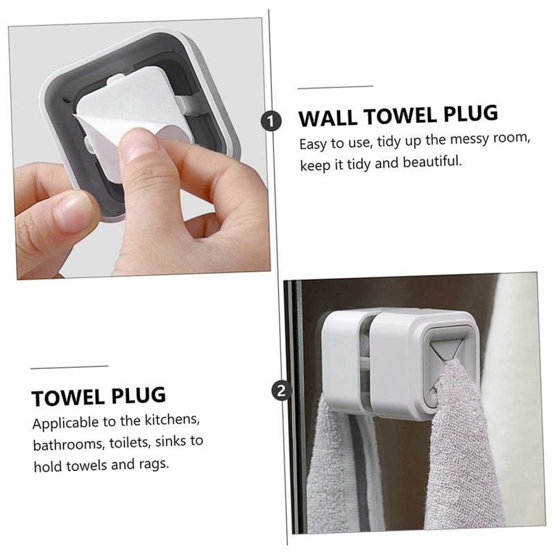 3Pcs Gray Self Adhesive Towel Rack Holder For Bathroom Kitchen No Damage Wall Hanging Space Saving - Image 4