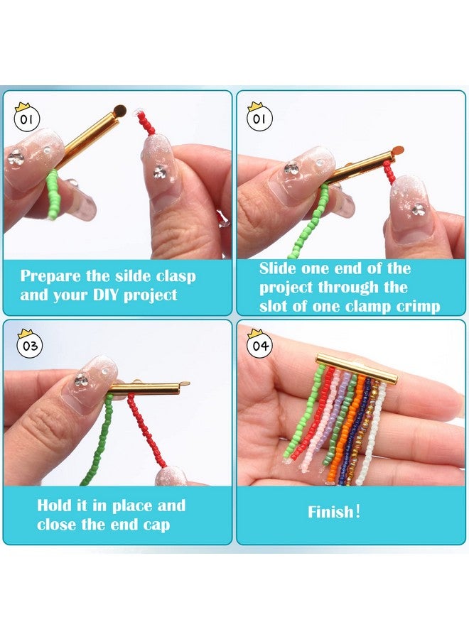 EuTengHao EuTengHao 540Pcs Slider Clasp Kit, Beading Tube Slide Cord Ends Slide Tube End Bar with Lobster Clasp Chain Extender Jewelry Finding Kit for Beading Necklace Bracelet Jewelry Making (6 Sizes, Gold)  - Image 5