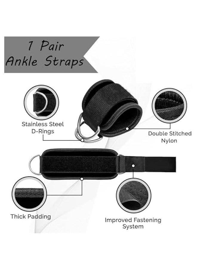 1 Pair Ankle Stra Ankle Resistance Bands Wrist Cuffs Padded Stra Adjustable Fitness Glute Kickback DRing for Cable hine Gym Foot Leg Training Brace Support