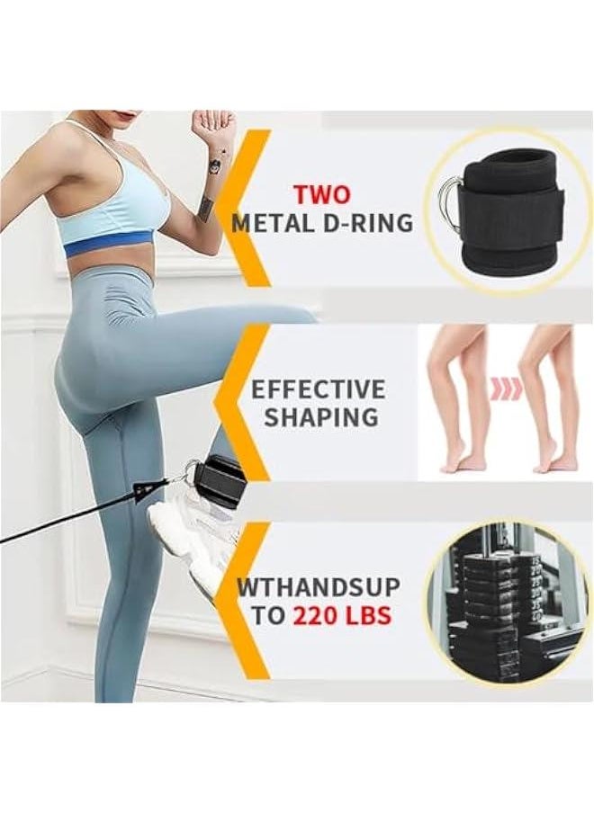 1 Pair Ankle Stra Ankle Resistance Bands Wrist Cuffs Padded Stra Adjustable Fitness Glute Kickback DRing for Cable hine Gym Foot Leg Training Brace Support