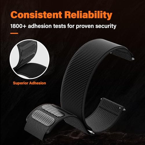 ANCOOL Nylon Watch Band Compatible with Garmin Venu 3/Venu 4 45mm/Venu 2/Forerunner 265/255/Vivoactive 4, 22mm Quick Release Watch Band for Galaxy Watch 46mm/3 45mm for Men(Black/Grey, L) - Image 3