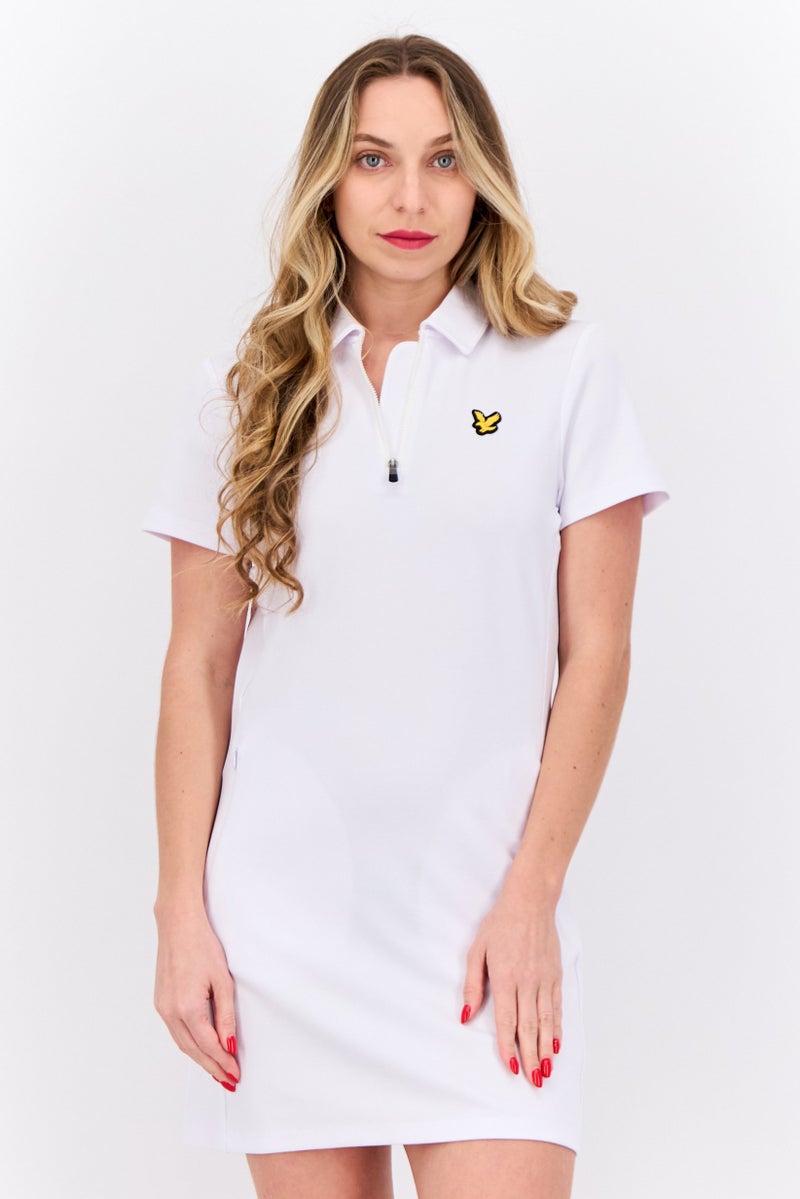 Lyle & Scott Women Brand Logo Mini Dress, White - Image 1