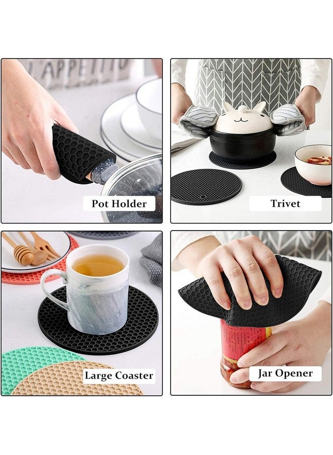 P-Plus International Silicone Trivets for Hot Pots and Pans, Flexible Multipurpose Pot Holders, Heat Resistant Trivets for Hot Dishes, Soft Non-Slip Silicone Mat for Kitchen Counter(Black, Pack of 4) - Image 3
