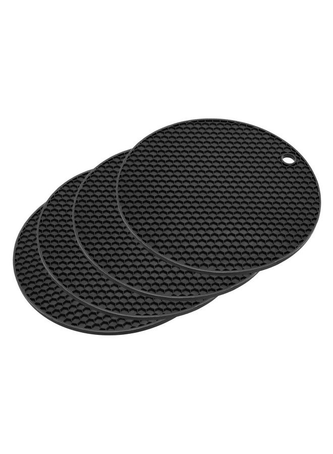 P-Plus International Silicone Trivets for Hot Pots and Pans, Flexible Multipurpose Pot Holders, Heat Resistant Trivets for Hot Dishes, Soft Non-Slip Silicone Mat for Kitchen Counter(Black, Pack of 4) - Image 1