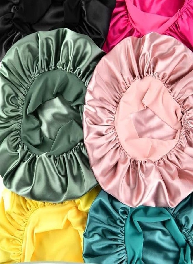 Atrube Silk Bonnet for Hair with 3 Scrunchies| Adjustable Satin Hair Cap for Sleeping | Bonnet for Curly Hair with Wide Tie Band| Multiple use| Shower Cap| (black band) - Image 4