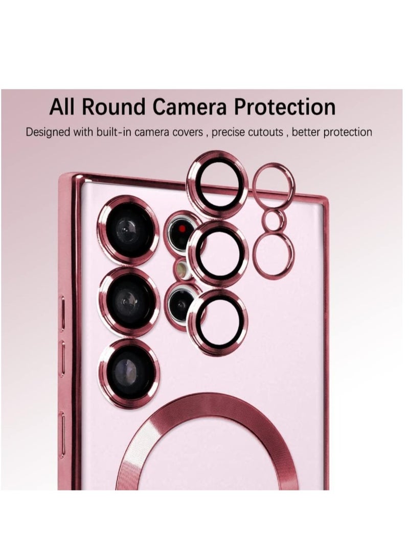 ELTRAZONE Magnetic Clear Case for Samsung Galaxy S23 Ultra with Camera Lens Protector Magsafe Compatible Electroplated Soft TPU Shockproof Anti-Scratch Phone Case - Image 2