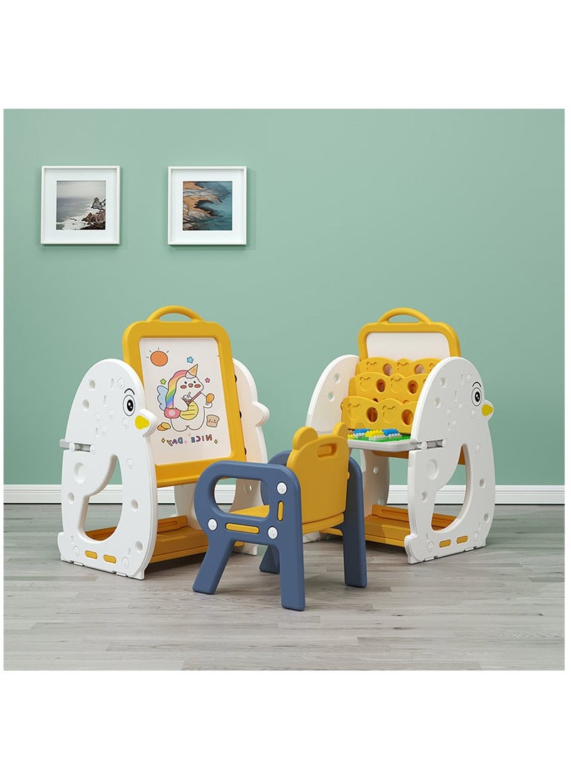 فول جوي مجموعة طاولة وكرسي متعددة الوظائف3 في 1، لوح رسم مع رف للكتب, سطح مكتب قابل للطي , حامل قائم قابل للتعديل - Image 1