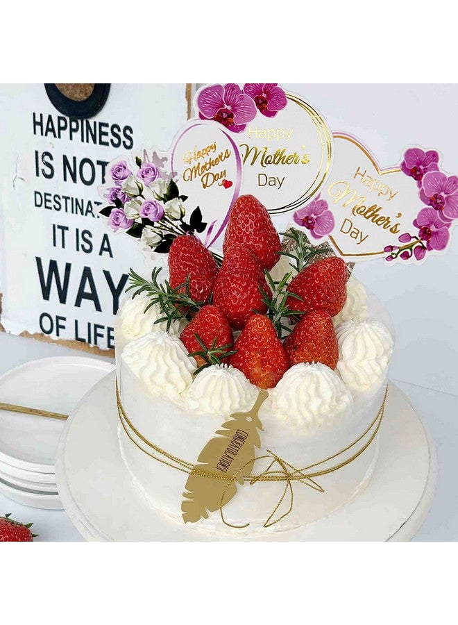 Timisea 24pcs Happy Mother's Day Cupcake Toppers, Heart Round Butterfly Orchid Rose Flower Cupcake Picks, Cake Decoration for Birthday Mother's Day Party Favors Supplies Favors - Image 3