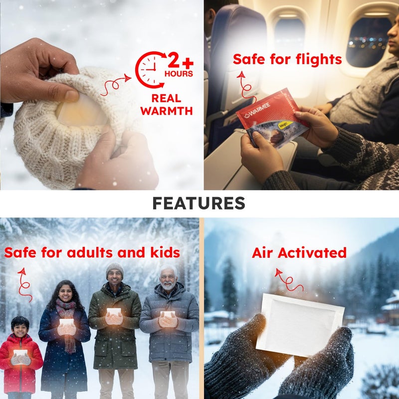 WARMEE Magic Winter Warmers || self activating Heat Patches || 2+ Hours of Heat|| for Sports|| Wedding|| School Going Children (Pack of 20 Pieces) - Image 5