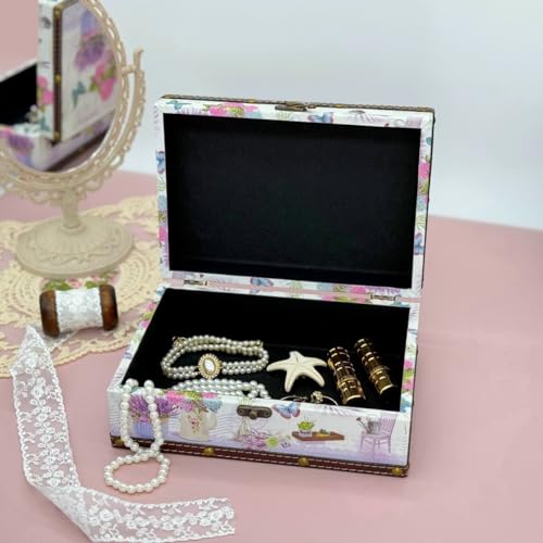 Amedoo Treasure Box Vintage Wooden + PU Leather Decorative Storage Box With Lid - Trinket, Jewelry & Memento Keepsake Box - Gifts for Kids, Girls, Women & Home Decor (Lavender, Small) - Image 3