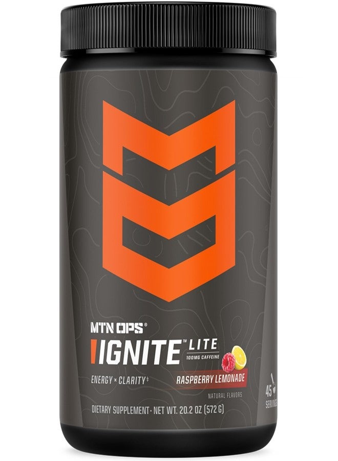MTN OPS Ignite Lite Sugar Free Energy Drink Powder with 100mg Caffeine, Nootropic Blend for Energy & Focus, L Arginine & L Citrulline for Endurance, 45 Servings, Raspberry Lemonade - Image 1