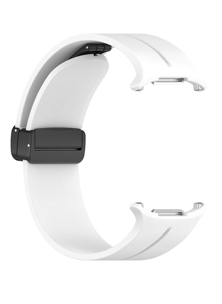 Watch - For Samsung Galaxy Watch Ultra 47mm (2024) Soft Silicone Sport Strap With Magnetic Buckle - White - Image 1