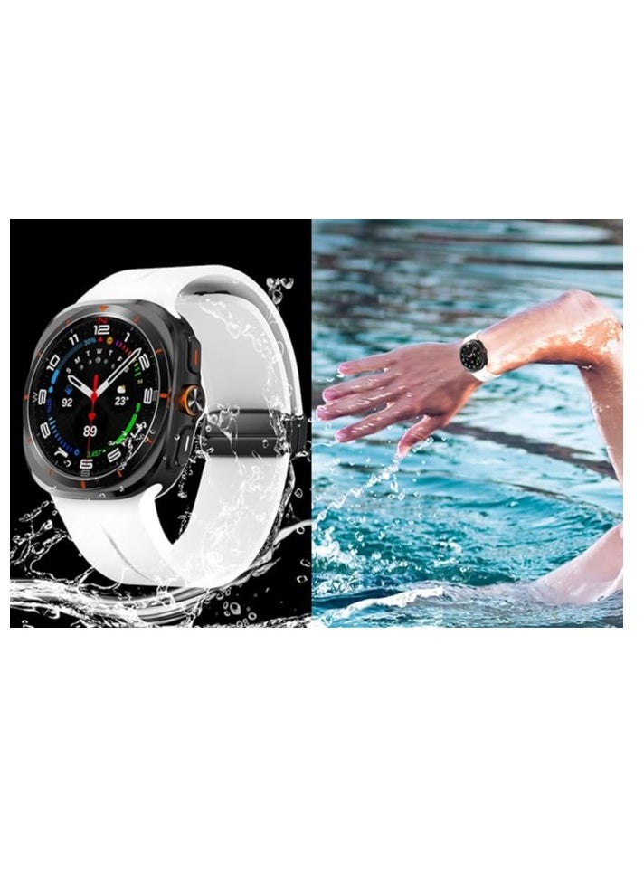 Watch - For Samsung Galaxy Watch Ultra 47mm (2024) Soft Silicone Sport Strap With Magnetic Buckle - White - Image 1