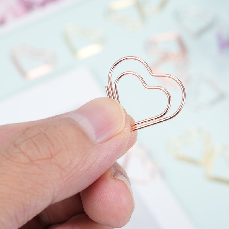 50pcs Paper Clips Rose Gold Heart Paper Clips Small and Cute Love Shaped Paperclips for DIY Craft Scrapbooking Wedding Decoration Document Note Sorting Organizing for School Office Kids Supplies - Image 4